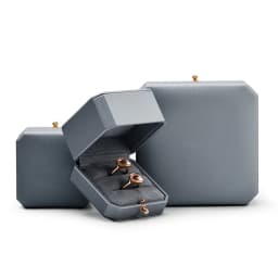 Oirlv Premium Leather Double Ring Couple Box for Wedding Ceremony Engagement Pendant Earrings Necklace Holder Jewelry Gift Box