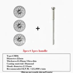 Ultra-Thin Double-Sided Diamond Grinding Discs – 0.20mm Cutting & Polishing Blades with 2.35mm Shank