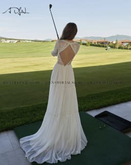 Sexy Deep V-neck Boho Wedding Dresses Customized Long Sleeves Civil Bridal Gown Open Back Beach Bride Dress Robe de Mariee