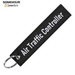 SOMEHOUR Air Traffic Controller Keychain Boths Sides Embroidery Key Holder Ring Jewelry Accessory Aviation Gifts Wholesale