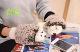 Women's Winter Gloves Without Fingers Knitting Wool Warm Mittens Fingerless Cartoon Hedgehog Gloves Birthday Present