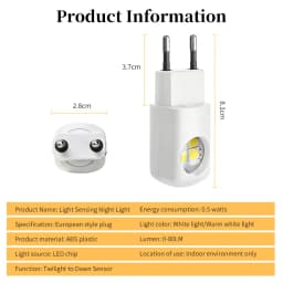 EU/US Plug LED Night Light Dusk to Dawn Night Lamp Auto On Off for Bedroom Bathroom Hallway Kitchen Energy Saving Light Control