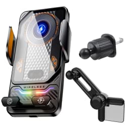 15W Universal Car Phone Wireless Charger Holder Touch 90° Rotation Mount for Samsung S25 S24 Iphone 17 16 15 14 13 12 11 Pro Max