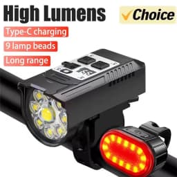 Bicycle Flashlights 9 LED Bike Front Light Type-C Rechargeable Bike Lamp Ultralight Handlebar Lights Waterproof Cycling Lamp