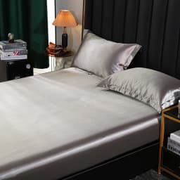 Mulberry Silk Bed Sheet Set with Fitted Sheet Flat Sheets Pillowcase Luxury Solid Color Bedding Sets Wrinkle-Free Antiallergic