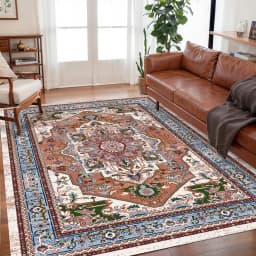 VIKAMA Bohemian Vintage Rug - Stain-Resistant and Easy-Care Floor Mat for Living Rooms and Bedrooms Persian Rug Home Decor