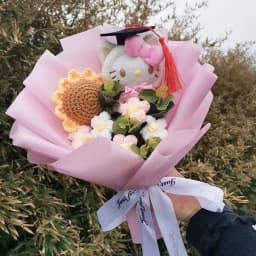 Genuine Hellokitty Kuromi Cinnamoroll Plush Dolls With Artificial Flowers Bouquets Christmas Valentine Graduation Birthday Gifts