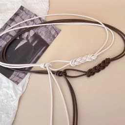 New Braided Leather Thin Belt Metal head Knotted Long Dress String Waistband PU leather Decorative Coat Belt Waist strap