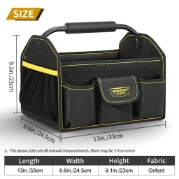 WINHUNT Tote Bag, 10-Pocket Wide Mouth Tool Bag, Tubular Steel Heavy Duty Electrician Tool Bin for Tool Organization and Storage