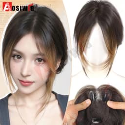 Long Straight Topper Hair Piece With Bangs Invisible Seamless Clip Overhead Toupee Invisible Replacement block Cover White Hair