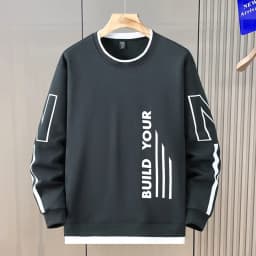 12XL Plus Size Sweatshirts Men Spring Autumn Fake Two-piece Design Sweatshirt Fashion Casual O-neck Pullover Male Big Size 12XL