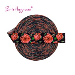 BRISTLEGRASS 2 Yard 5/8" 15mm Fox Dog Cat Rose Flower Floral Print FOE Fold Over Elastic Spandex Band Hair Tie Dress Sewing Trim