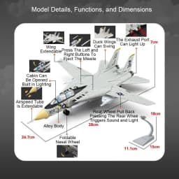1:32 A-10 Thunderbolt II F-14 Fighter Model Toy Foldable Wheels Metal Body Airplane Sound Light Models Gifts for Children