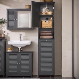 SoBuy BZR124 High wardrobe with fold-out laundry bag bathroom wardrobe narrow laundry wardrobe bathroom shelf bathroom furniture