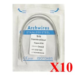 10pack AG Dental Arch Wires Orthodontic Super Elastic NITI Round Rectangle Archwire Lower/Upper 012/014/016/018/020/16x16/16x22