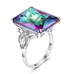 Classic Real 925 Sterling Silver Pink Crystal Ring for Woman Rectangle Anniversary Party Vintage Fine Jewelry Gift