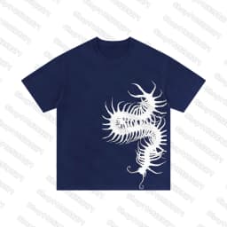 Summer 2000s Short-sleeved Printed T-Shirt Gothic Y2k Black Centipede/insect Tee Retro Street Casual Fashion Tops Clothing