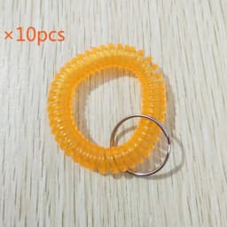 10pcs Lucky Line 2” Spiral Wrist Coil with Steel Key Ring, Multi-Color Flexible Wrist Band Key Chain Bracelet, Stretches to 12”,
