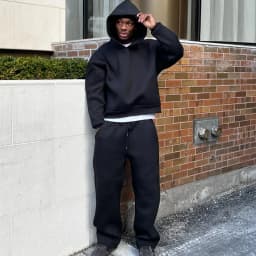 Casual Solid 2 Piece Set Hooded Pullover Straight Pants Tracksuit For Male Fashion Loose Hoodies Sweatshirt Wide Leg Sweatpants