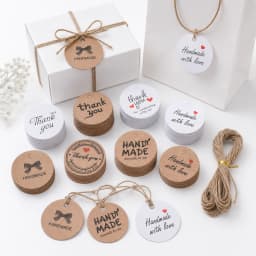 100pcs Vintage Round Paper Gift Tags Blank Thank You And Handmade Labels On The Back For Small Business Packaging With Twine
