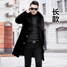 Mink Coat with Men's Fur Integrated Winter Plush Thickened To keep Warm Velvet Slim Fit Long Solid Color Faux Fur Jacket C29