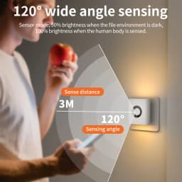 EU Plug LED Motion Sensor Wall Lamp 120° Wide Angle Warm White Night Light for Stairs Bedrooms Hallways - Eye Protection