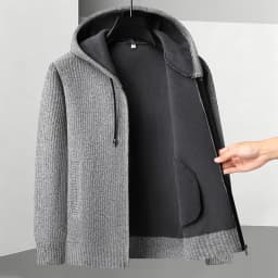 Legible Autumn Winter Casual Sweaters Men Solid Color Hooded Sweatercoats Male Loose Zip-up Knitted Cardigan Man