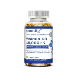Vitamin D3 10000 IU + K2 Mk7 Capsules 120pcs for Bone, Heart Health & Immune Support, Non-GMO, Vegan, Enhanced Absorption