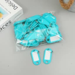 100x Coloured Plastic Key Fobs Luggage ID Tags Labels Key rings with Name Cards, For Many Uses - Bunches Of Keys, Luggage