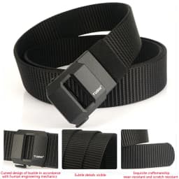 TUSHI Brand Classic High-End Elongated Thickened Men's Tactical Nylon Waist Belt Toothless Smooth Automatic Buckle Canvas Nylon
