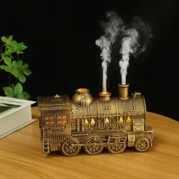 Creative Vintage Train Locomotive Air Humidifier Aromatherapy Diffuser Sprayer with Jellyfish Smoke Ring /Essential Oil Set