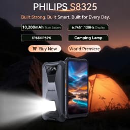 Rugged Smartphone PHILIPS S8325 IP68 Waterproof Android 16 Dual Sim 12(6+6)GB+256GB 10200mAh 6.745" 48MP NFC Camping Lamp Unlock