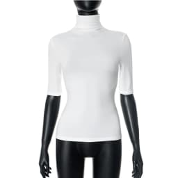 Minimalist Solid Mock Turtleneck Women Top Half Sleeve Slim Fitted Stretch Knit Basic Tee Elegant Office Commuter Layering Shirt