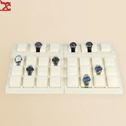Beige White Pillow Wrapped Metal Watch Display Case High-End Microfiber Watch Bracelet Display Rack Counter Watch Display Tray