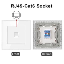 Cat6 rj45 wall socket network socket with TV wall data double socket telephone crystal glass panel rj45 network socket computer