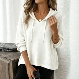 Women's New V Neck Henley Hooded Pullover Sweatshirt Drawstring Long Sleeve Loose Fit Trendy Casual Office Daily Wear Hoodie Top