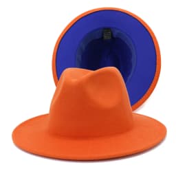 QBHAT Two-color Fedora Hat Women Men Wide Brim Felt Jazz Hat Ladies Party Top Cap Patchwork Chapeau Sombreros De Mujer 50 Colors