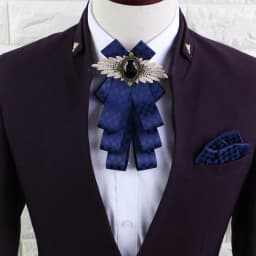 Men Ribbon Bow Tie Handkerchief Women pre-fold Brooches Pocket Square Neck Tie Set Groom Wedding Party Rhinestone Boys Bowtie