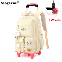 2026 Children Wheeled Backpack Students Schoolbag Rolling Backpacks Bag Kids School Trolley Bookbag Girls School Bag with Wheels