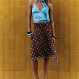 Y2K Polka Dot Print Chiffon Midi Skirt for Women High Waist Asymmetrical Hem A Line Flowy Skirt Summer Vacation Streetwear