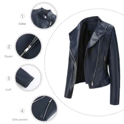 Slim Fit PU Leather Jacket for Women, Thin Long Sleeved Jacket, Short Coat, Spring and Autumn, Motorcycle Zipper Leather Jacket
