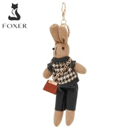 FOXER Creative Lady Rabbit Keychain Cute Metal Bag Pendant as Gift