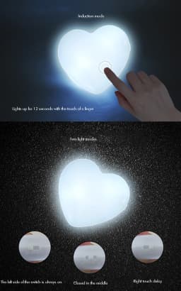 Touch Sensor Handbag Light Heart LED Purse Night Light Bag Lamp with Clip Mother's Day Gift