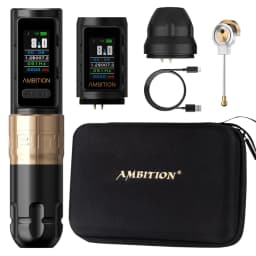 Ambition Soldier Max Wireless Tattoo Machine Pen Coreless Motor Double Bearing Straight Rod 2400mAh Color Screen Billing Battery