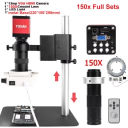 13MP HDMI USB 60FPS Monocular Video Microscope Sets HDMI VGA Digital Camera 130X/150X/215X C mount Lens For Repair Phone Solder