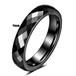 4MM/6MM Black Rose Gold Faceted Edge Dome Polished Tungsten Carbide Wedding Band Couple Rings for Women Men Size 5-12