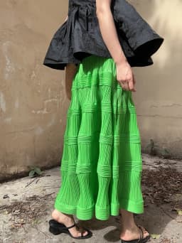 Miyake Pleated Wave Pattern Cake Skirt Original Designer Women 2024 Spring Korean Fashion High Waist Long Swing Flower Bud Skirt