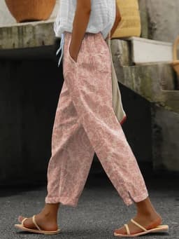 Ladies New Hot Plus Size Printed Simple Roll-up Casual Pants Streetwear Women PantsNine-minute Pants Breathable CoolSummer
