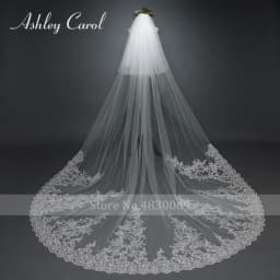 Ashley Carol Customized Wedding Veils With Comb Lace custom made length Cathedral Wedding Veil Wedding Accessories