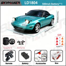 LDRC Upgraded LD1804 1:18 MX-5 RWD RC Drift Car Gyro Stabilization LED Headlight Funny Tongue 2.4G Remote Control Toy Car Gift